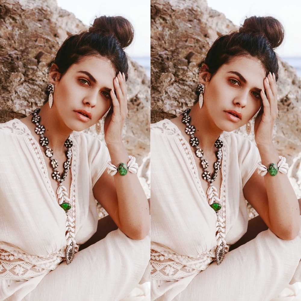 Free People By The Sea Shell Turquoise Bracelet - Picture 2 of 5